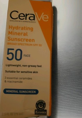 CeraVe 100% Mineral Hydrating Face Sunscreen SPF 50