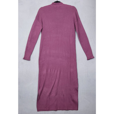 loft purple sweater dress LOFT Sweater Dress Womens Medium Purple Scalloped Neckline Long Sleeve Midi NWT