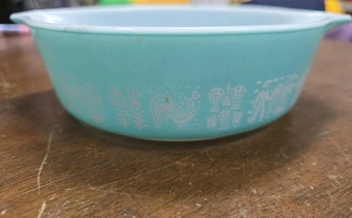 Vintage Pyrex Amish Butterprint Turquoise Blue 471 Casserole No Lid