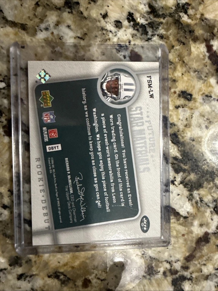 LEON WASHINGTON 2006 UD ROOKIE DEBUT "FUTURE STAR MATERIAL" #FSM-LW JERSEY PATCH - Image 2 of 2