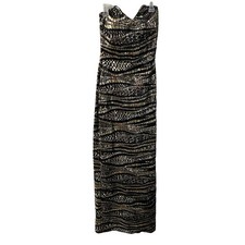 La Femme 21155 Strapless Gown Gold Black Fitted Maxi Prom Dress Size 6