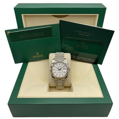Rolex Datejust 41 126334 Stahl Gerillter Blende Weiß Zifferblatt Automatisch Uhr