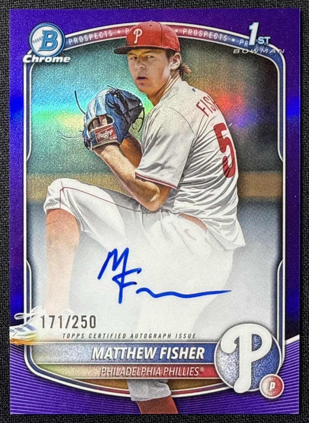 2025 Bowman Draft Matthew Fisher Chrome Auto Purple Refractor /250 1st Prospect
