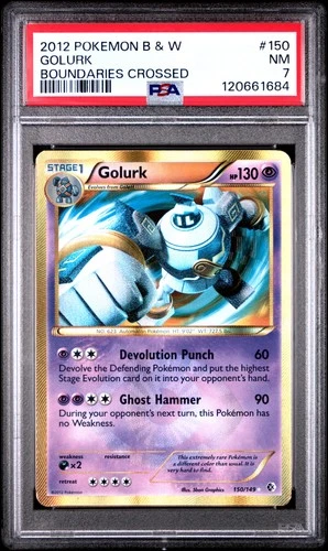 PSA 7 Golurk Gold Secret 150 2012 Black & White Boundaries Crossed 120661684