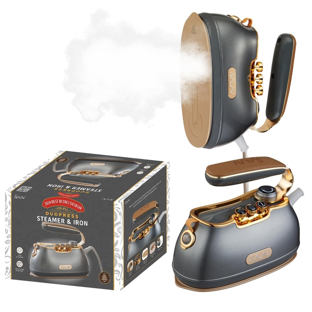 SALAV Retro Edition Duopress Handheld Garment Steamer and Iron, IS-900-TITANIUM