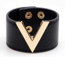 Black Leather Cuff Bracelet