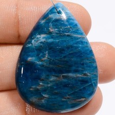 Natural Neon Blue Apatite Pear Cabochon Drilled Gemstone 54 Ct 34X26X5mm A-30295