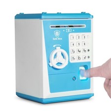 Toy Piggy Bank Safe Box Fingerprint ATM Bank Savings Bank - Blue