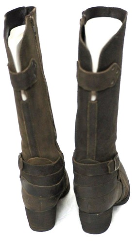 Botas altas de cuero de gamuza áspera marrón con detalles de hebilla - Talla 6 BONITAS - Imagen 6 de 9