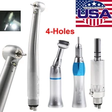 NSK Style Dental LED High Speed Turbine Push Low Speed Handpiece Kit 4Hole YBM