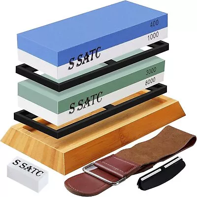 SATC Knife Sharpening Stone Set Professional Whetstone 4 Side Grit 400/1000 3000/8000