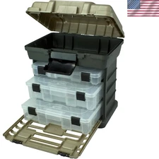 Durable 4-Compartment Toolbox in Graphite Gray and Sandstone - Portable Design