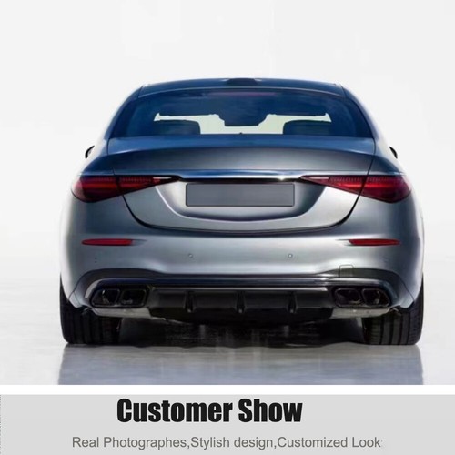 Gloss Black Rear Bumper Diffuser Lip W/Exhaust Tip For Benz W223 S500 2022-2024 - Picture 4 of 10