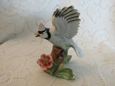 Beautiful Vintage Porcelain Blue Jay Bird Figurine