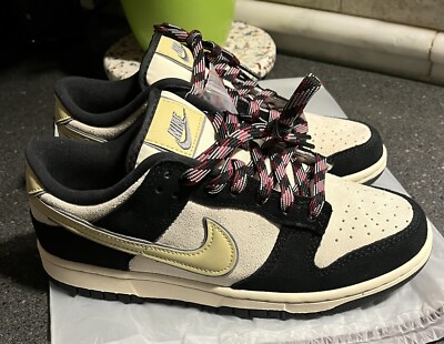 Nike DUNK LOW - Black/Team Gold/Coconut Milk - Womens SIZE 8.5 VERY HARD TO FIND