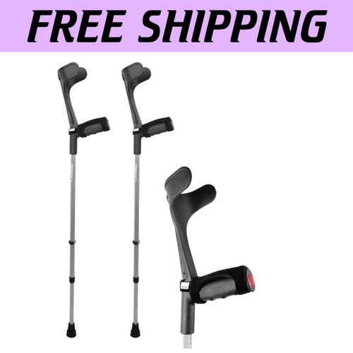 Lightweight Aluminum Adult Crutches with Padded Handles - 2 Units, Euro Quality