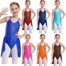 Kids Girls Unitard Glitter Leotard Rhinestones Dress Show Rompers Ballet Modern