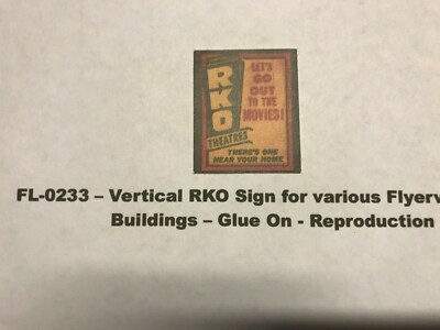 American Flyer  Parts -  RKO Vertical Sign-Flyerville. FL0233