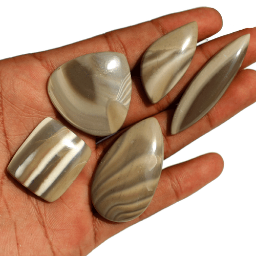 Polonia 5 pz pietra selce naturale 27 mm-49 mm pietre preziose cabochon lucid... - Foto 5 di 11