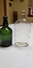 Lot of 2 Vintage Bottles Dark Green, Clear 