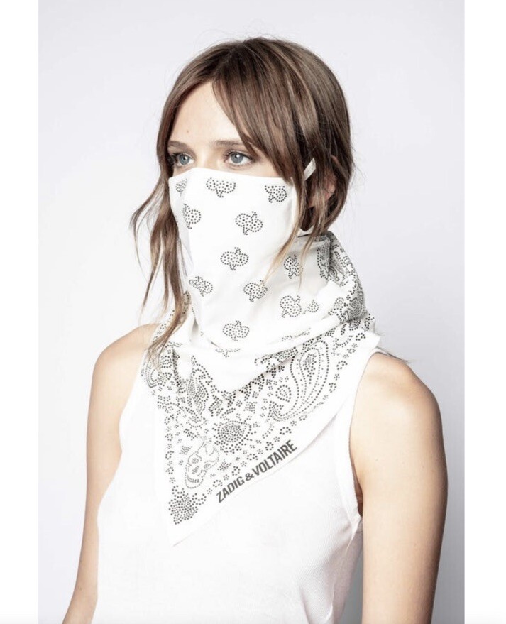 Zadig Voltaire Bandana Mask Scarf White | eBay