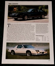 1984 Chevy Camaro Spec Sheet Info Photo Print 84 Z28 Z/28 Berlinetta Ho