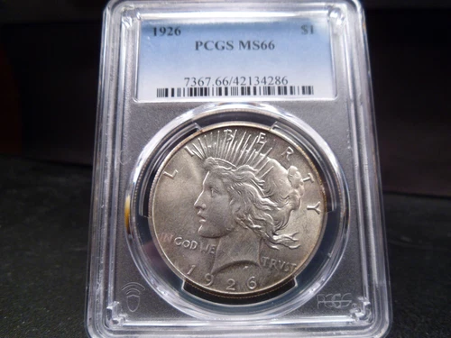 1926 MS66 Peace Dollar PCGS Certified Gem - Bright White