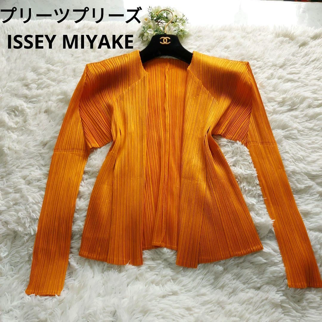 Pleats please Issey Miyake Cardigan orange size 3 top | eBay