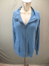 NIKE DRI-FIT Size L Womens Blue Cotton Blend Full Zip Pocket Athletic Jacket 750
