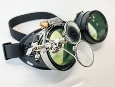 Steampunk Goggles Crazy GCG Burning man Cosplay Costume Mad Scientist 16X Green