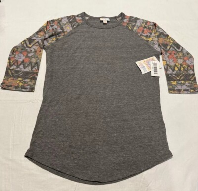 Lularoe Randy XS 3/4 Length Sleeve Grey Base Paisley Geometric Pattern Soft NWT