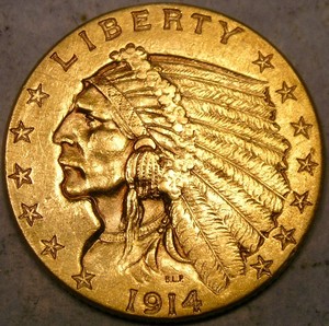 Details About 1914 Indian Head Gold Quarter Eagle 25 Appealing High Quality Wsharp Feathers