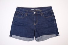 Old Navy Women's Size 8 Curvy Profile Dark Wash Cuffed Blue Denim Jean Shorts