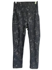 RBX Womens Black & Gray Patterned High-Waist Leggings Capir Length Size XS