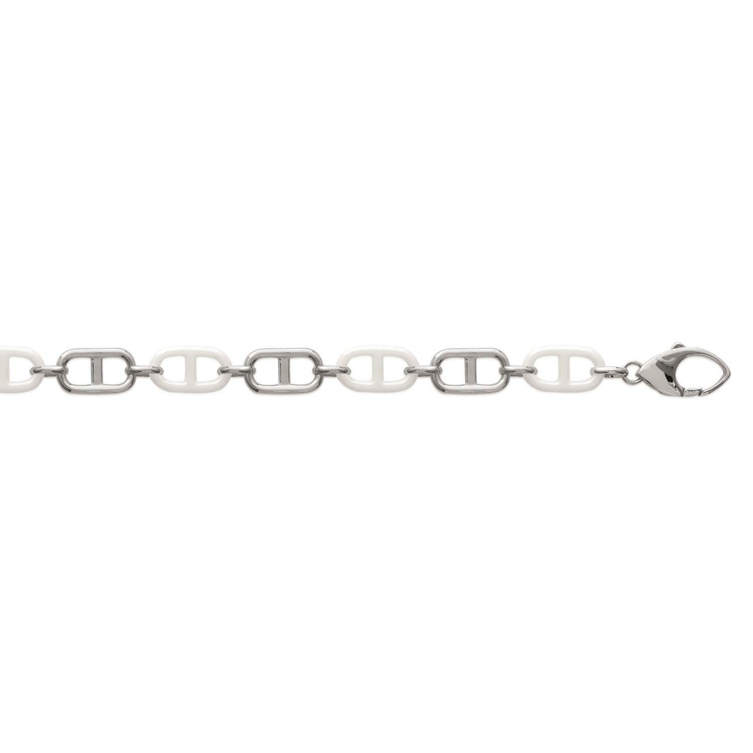Bracelet maille marine alternance argent massif anti-rayure en céramique hypoallergénique