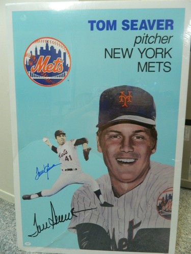 TOM SEAVER SIGNED 24"X36" GEO GRAPHICS POSTER IN THE STYLE OF A 1954 TOPPS CARD - Picture 2 of 11