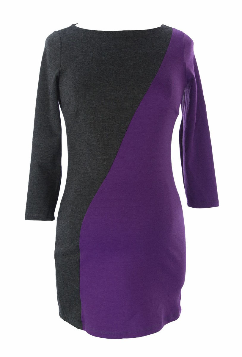 JULES JIM Maternity Women's Color Block Dress Small Purple/Antracite