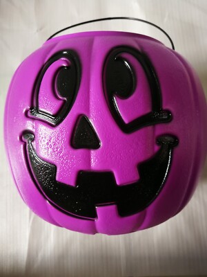 Vtg General Foam Pumpkin Blow Mold Plastic Candy Bucket Pail Halloween USA