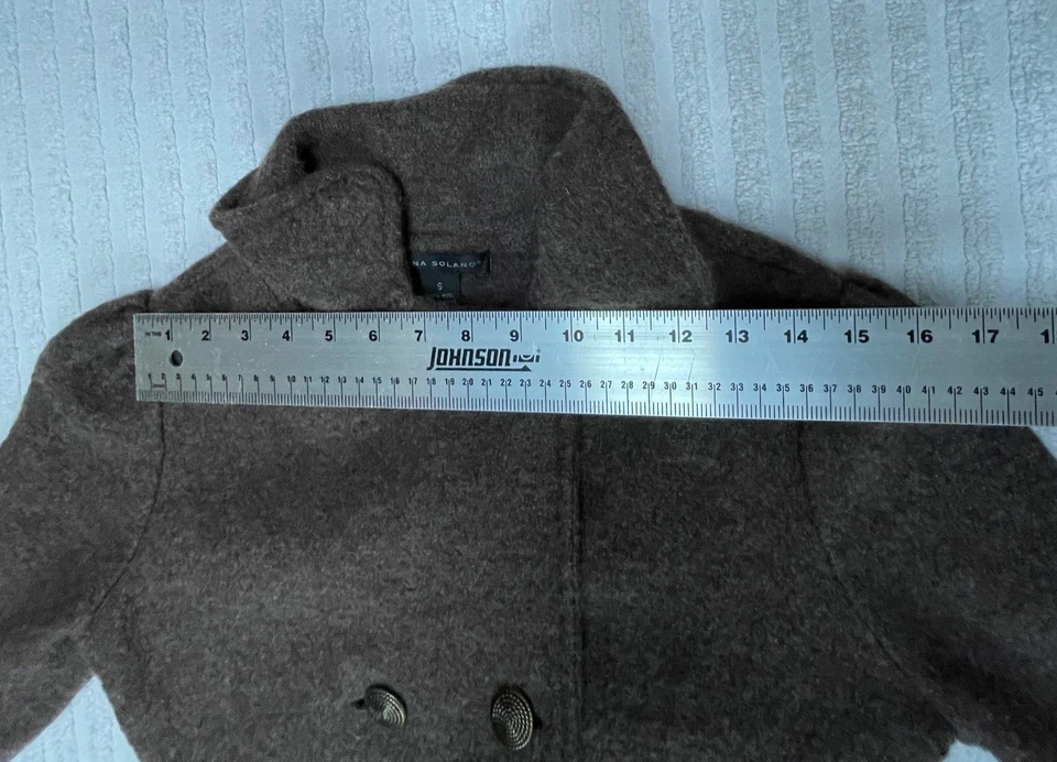 Elena Solano Women's Small Wool Coat Cardigan Double Breasted Jacket Beige - Image 4 of 4