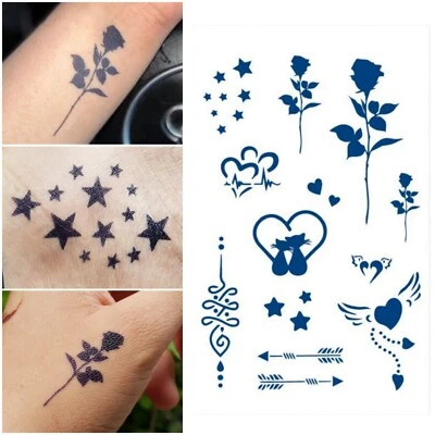 HIRAANI'S HENNA 13x Semi Permanent Tattoos NATURAL Jagua Gel Hand Henna Tattoo Temporary Juice