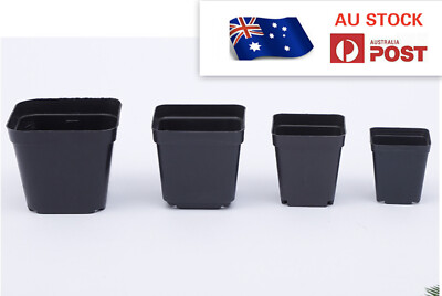 10/20/50/100PCS PLASTIC PLANT FLOWER SQUARE POTS NURSERY SEEDLING ...