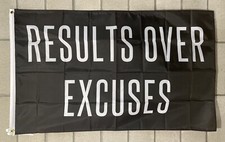 Motivational Flag Free Ship Results Over Excuses Weight USA 3x5' Sign Banner