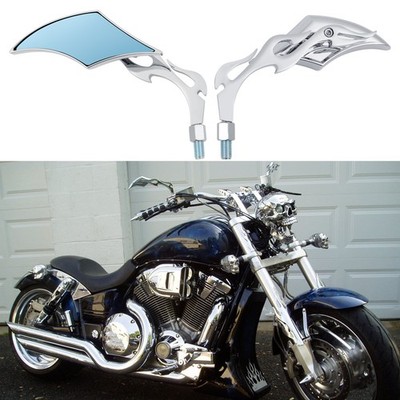 Flame Blade Motorcycle Chrome Rearview Mirrors For Honda VTX1800 VTX1300 Custom