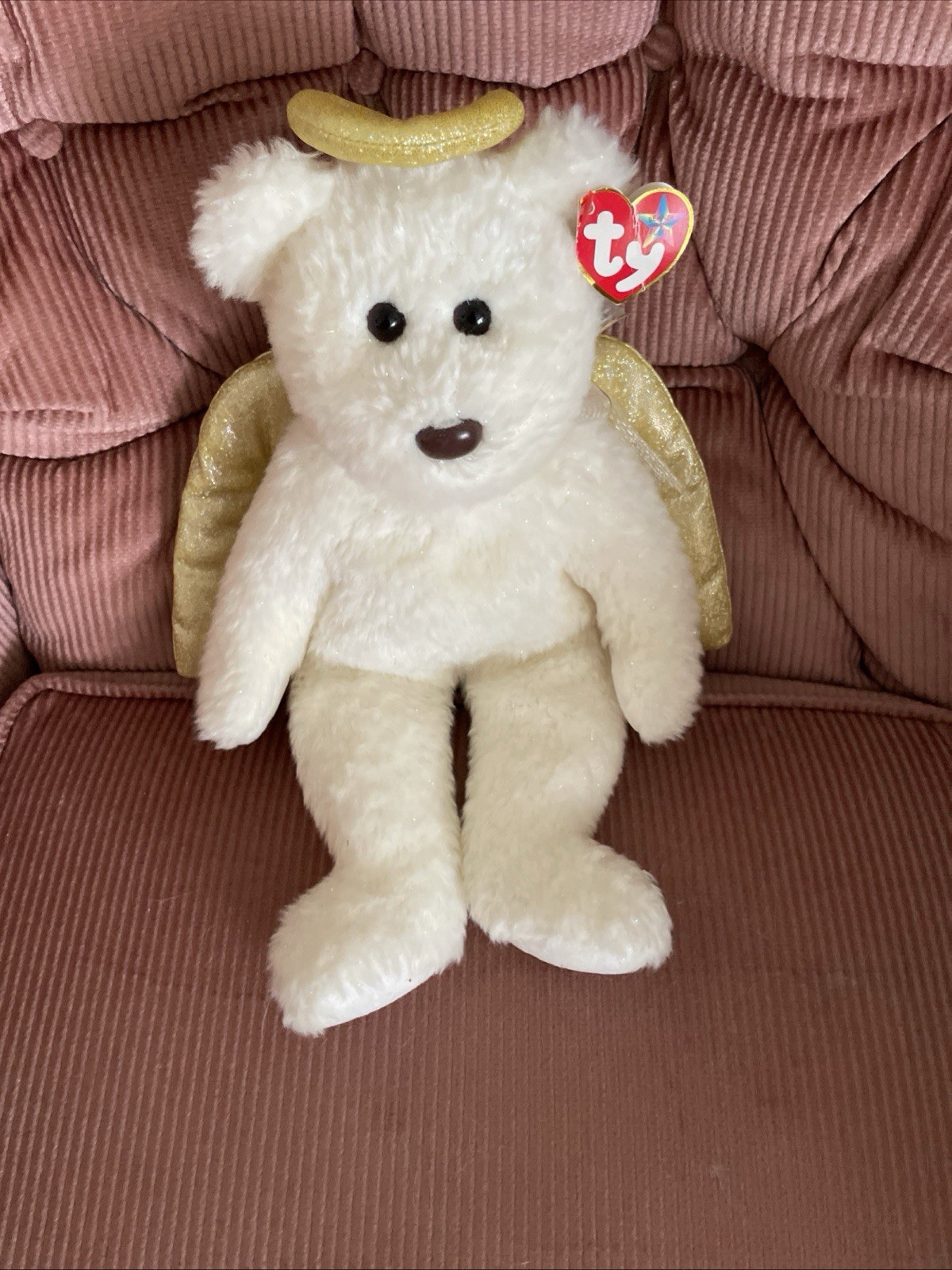 TY The Beanie Buddies Collection. HALO Rare with Brown nose. Bear Buddy Baby VTG