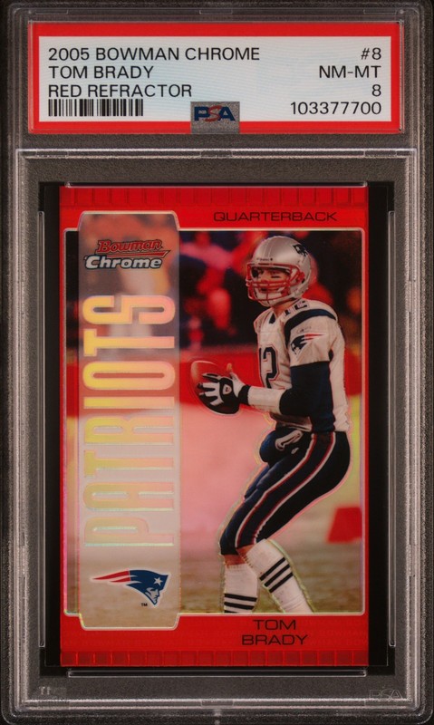 2005 BOWMAN CHROME RED REFRACTOR #8 TOM BRADY PSA 8