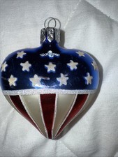 Waterford Holiday Heirlooms Stars and Stripes Heart Glass Christmas Ornament