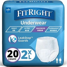 FitRight Adult Incontinence Underwear, Heavy Absorbency, XX-Large, 68-80 (20 Cou
