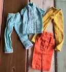 Vintage 1960s Barbie Fashion Paks~Blue PJ~Yellow Knit Slacks~Orange Sheath Skirt