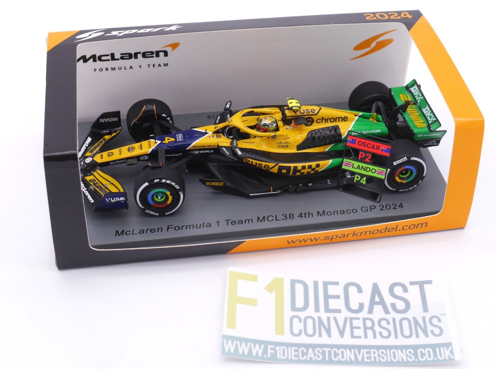 NEW SPARK  VUSE MCLAREN MERCEDES MCL38 L NORRIS MONACO GP 2024 1-43 F1