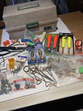Huge Lot Most NIP Fishing Supplies & Rebel Tackle Box